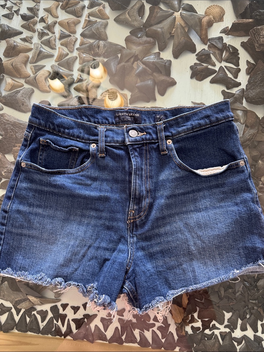 Lucky Brand Women's Dark Indigo Denim Cutoff Shorts